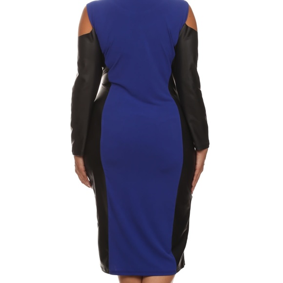 💐🟡Royal Blue and Black Color Block Dress - Picture 2 of 6